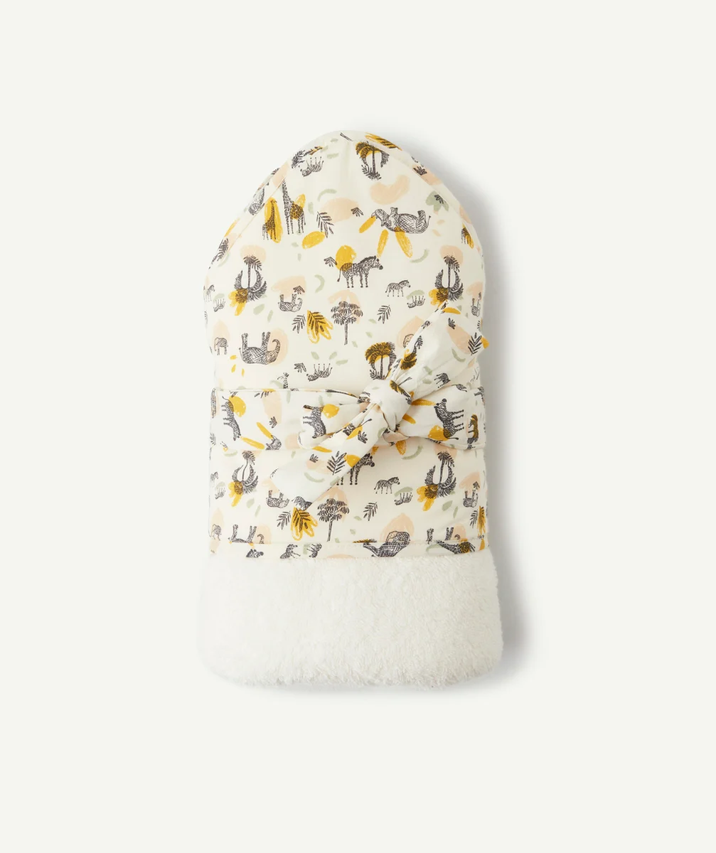 CAPE DE BAIN BÉBÉ EN COTON BIO IMPRIMÉ SAVANE