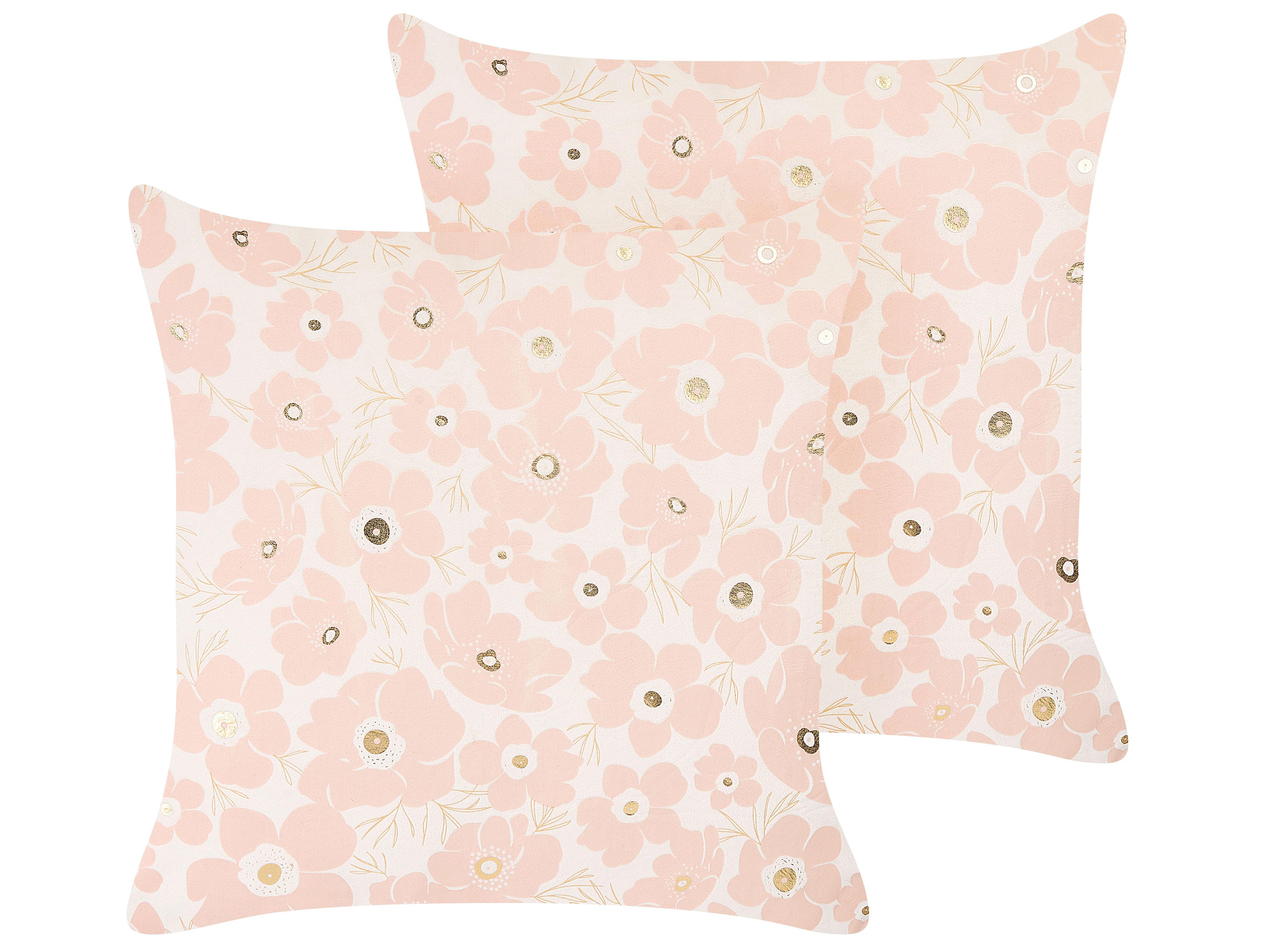 Set van 2 sierkussens TRITELEIA Fluweel 45 x 45 cm Roze bloempatroon