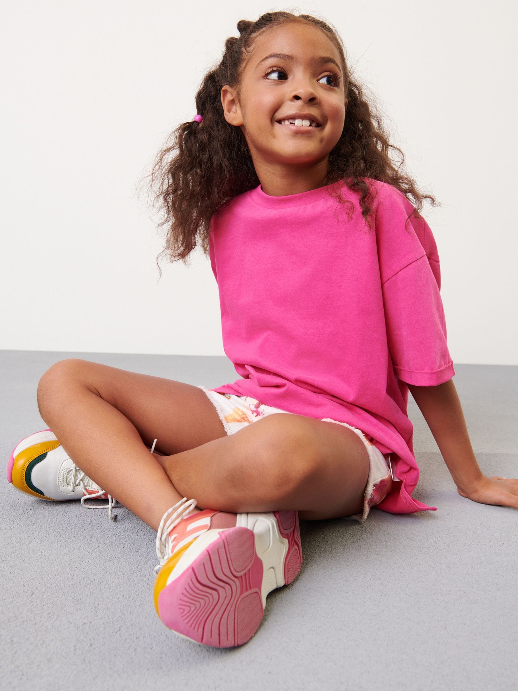 Magenta-roze - Oversized T-shirt (3-16 jr)