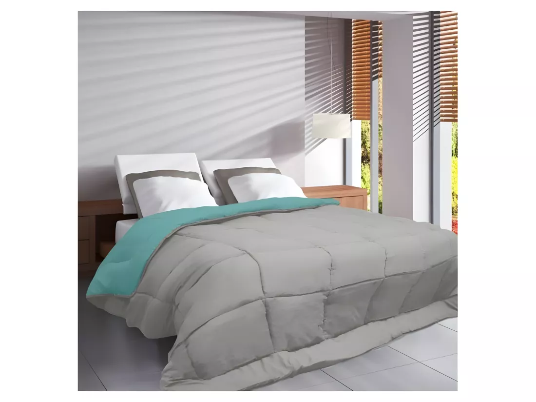 HUDSON Couette legere Microfibre 200g/m2 240x260cm Galet + Lac