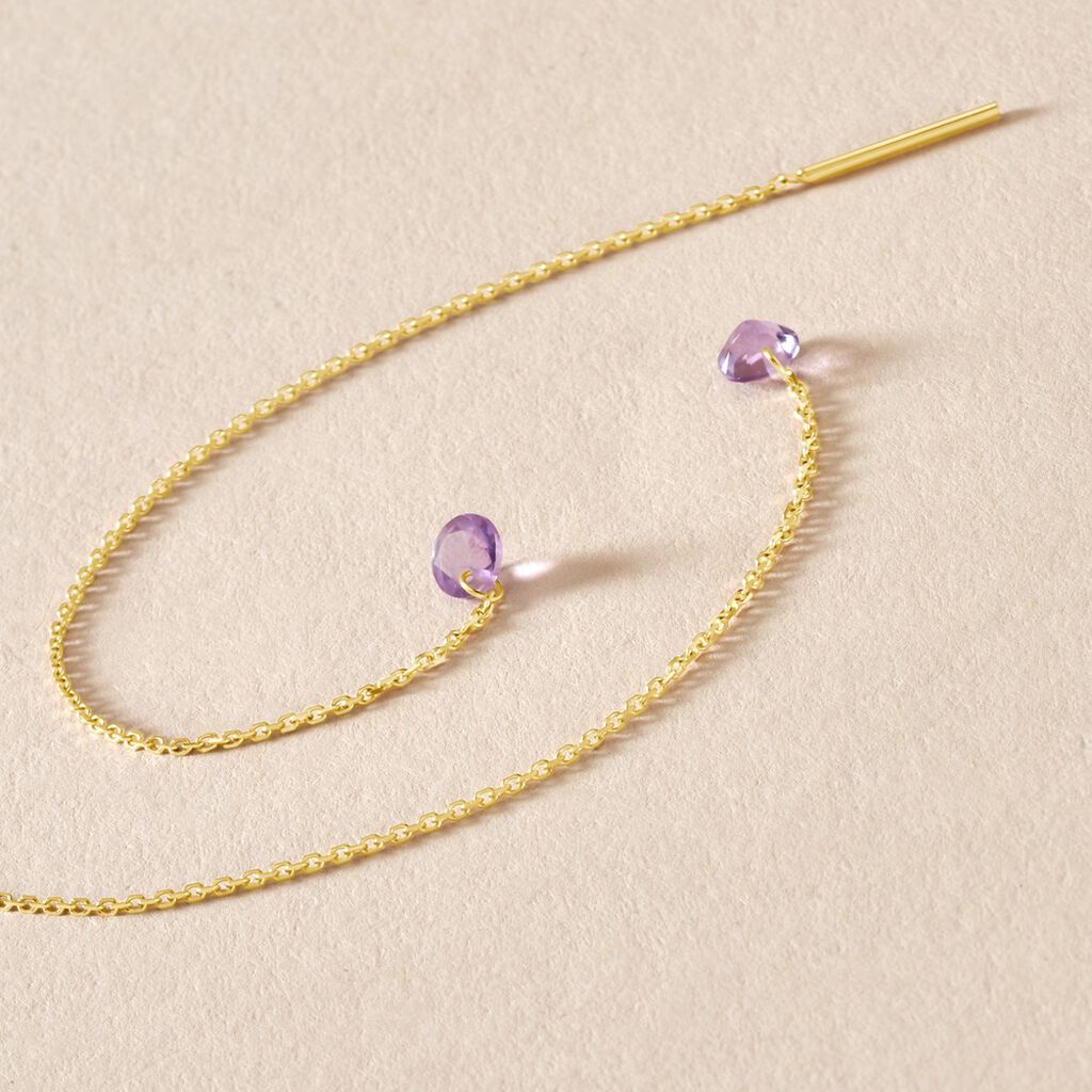 Boucles D'oreilles Pendantes Les Audacieuses Or Jaune Améthyste