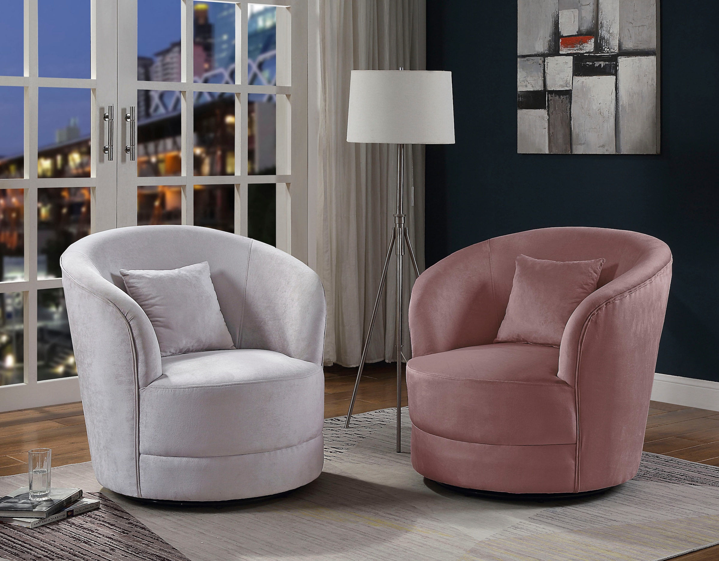 ATLANTIC home collection Drehsessel »Colin« 360Â° frei drehend, in Samtveloursbezug, inkl. Zierkissen