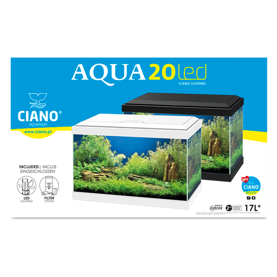 Aquarium Aqua 20 Led noir L.40 x l.20 x H.26 cm