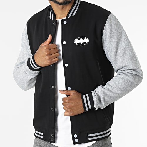 Veste Teddy Logo Noir Gris Chiné Blanc