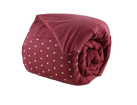 TERRE DE NUIT - Housse de couette brodée plis religieuses bordeaux 260x240 c...