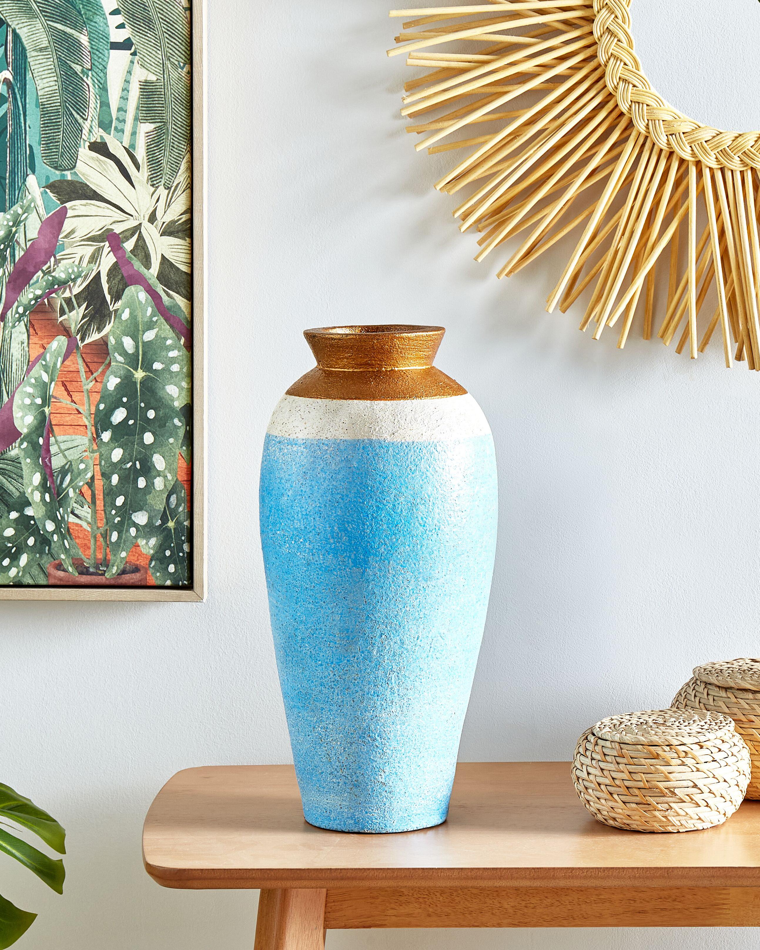 Decoratieve vaas PLATEJE Keramiek 42 cm Blauw