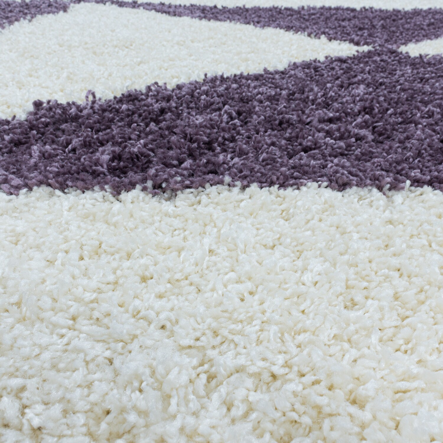 Stilvoller Runde Hochflor Teppich, Modernes geometrisches Design, Shaggy Teppich