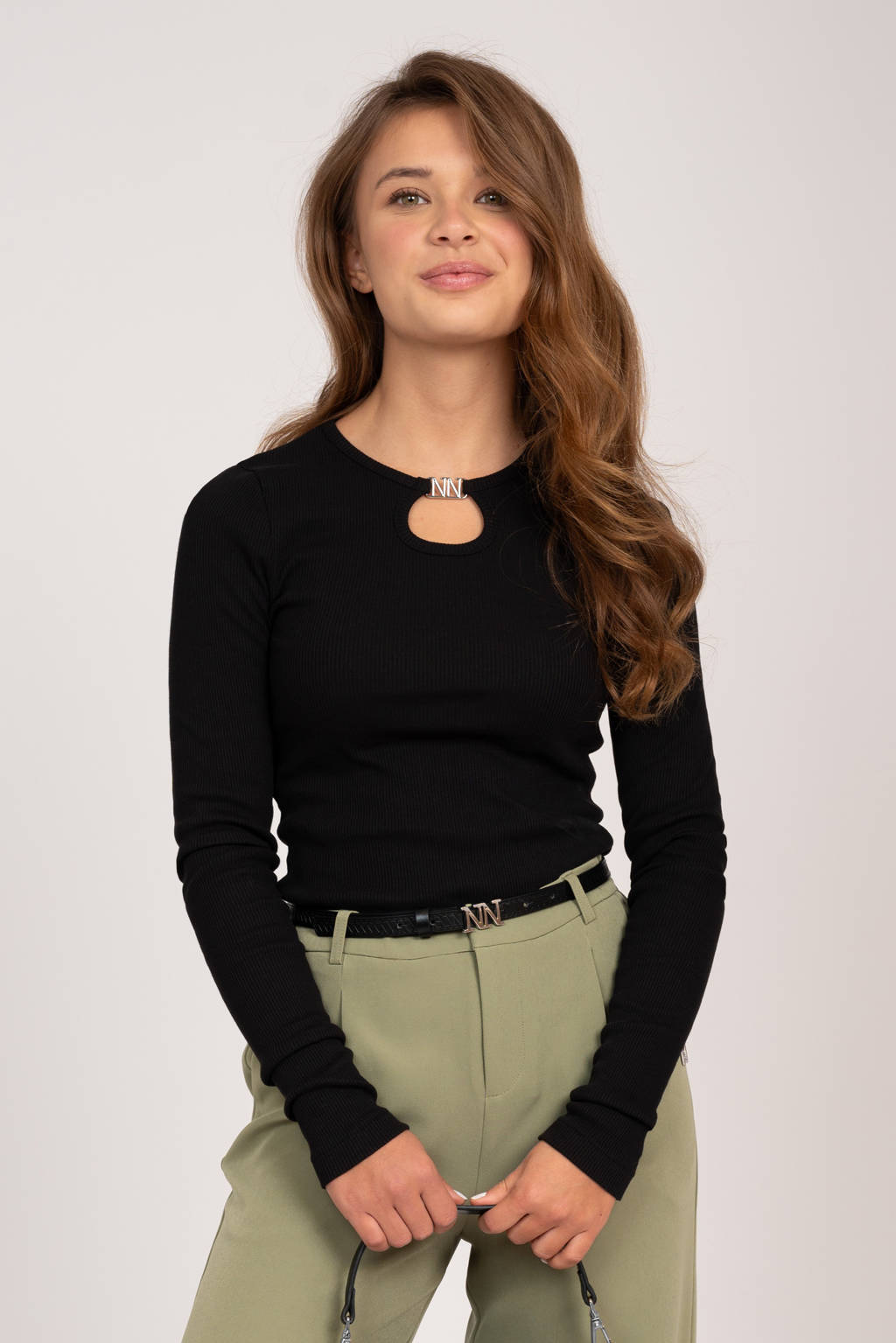 NIK&NIK ribgebreidetop Presley zwart