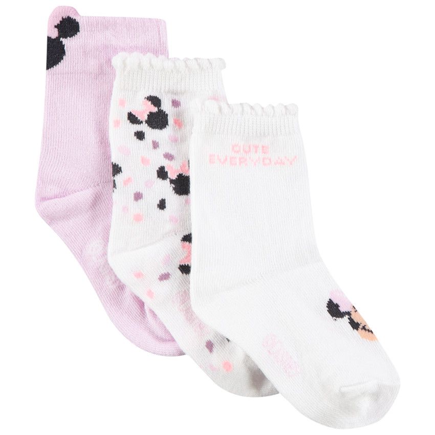 Lot de 3 paires de chaussettes Minnie Disney pour bébé fille - Lilas