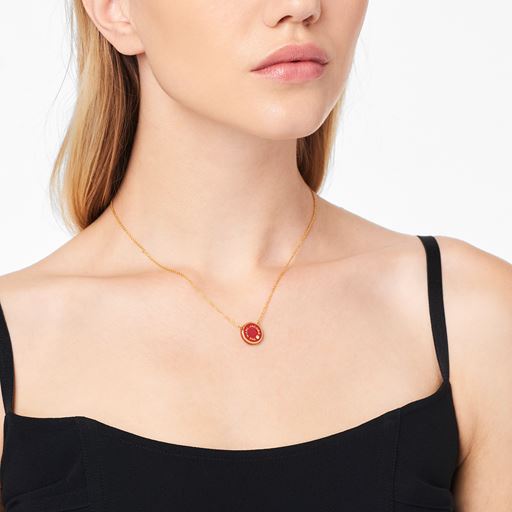 Marc Jacobs The Medallion Pendant Halskæde, Guld/Rød, 41 2,5 cm