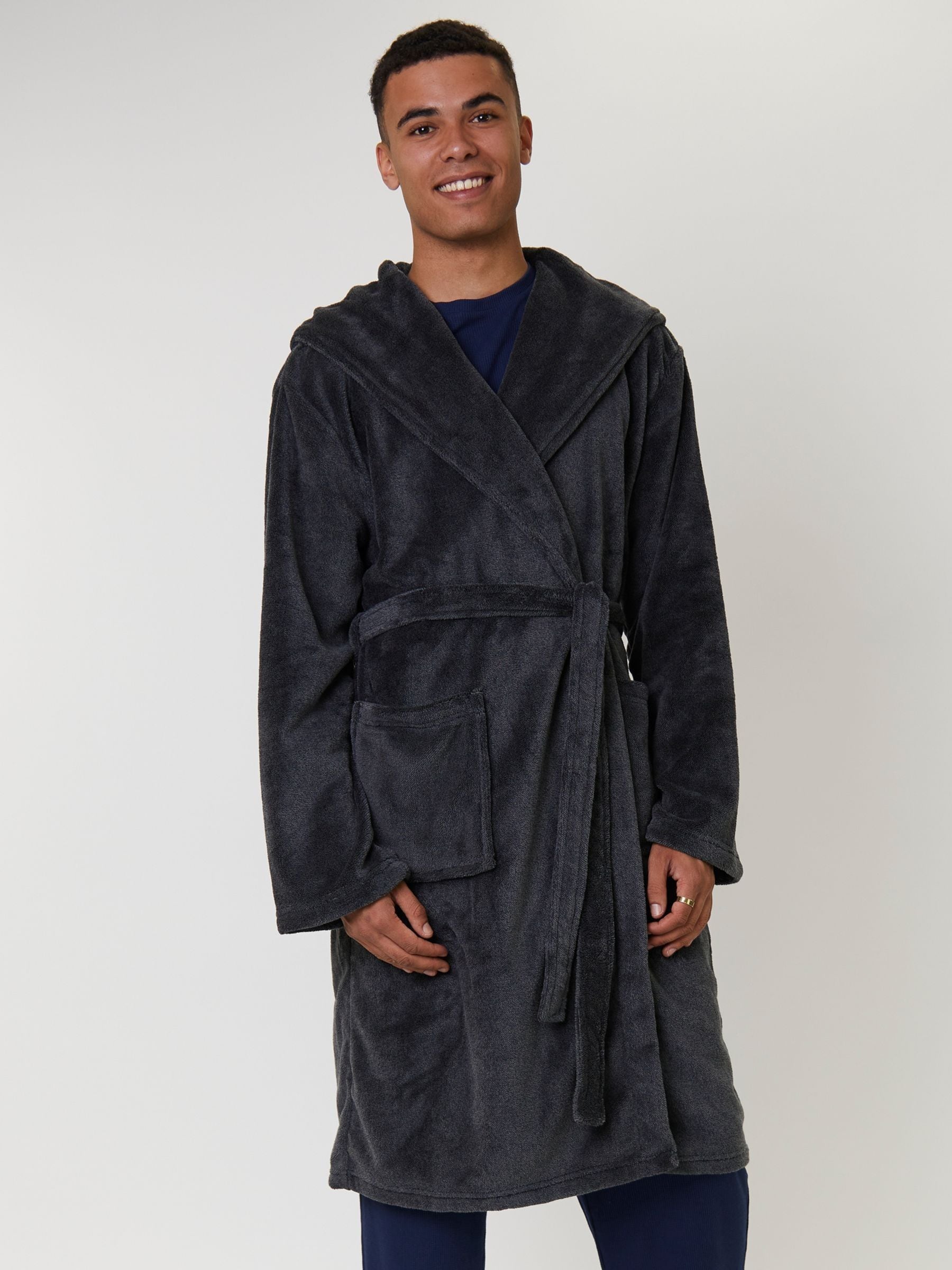 Loungeable Textured Hooded Mens Dressing Gown