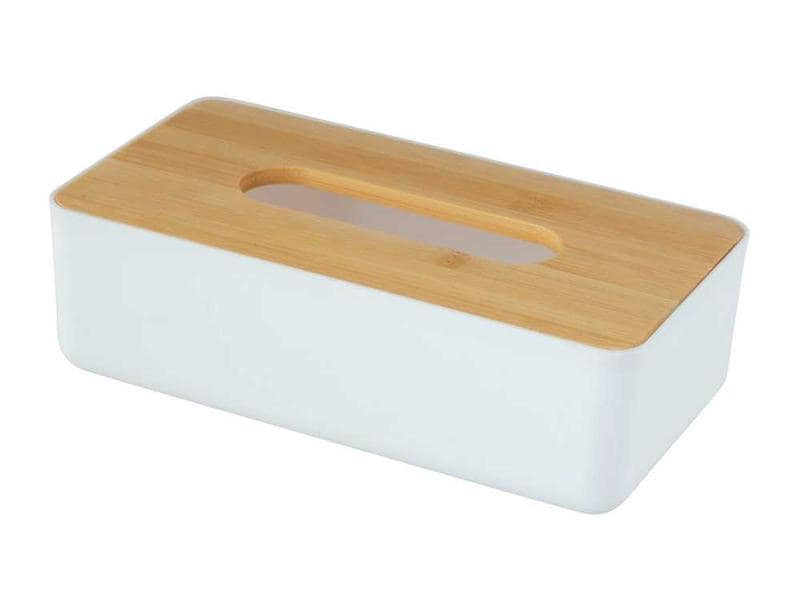 Wenko Kosmetiktuchbox Rotello Nature/Weiss, Bambus/Kunststo Dekorative Taschentuchbox
