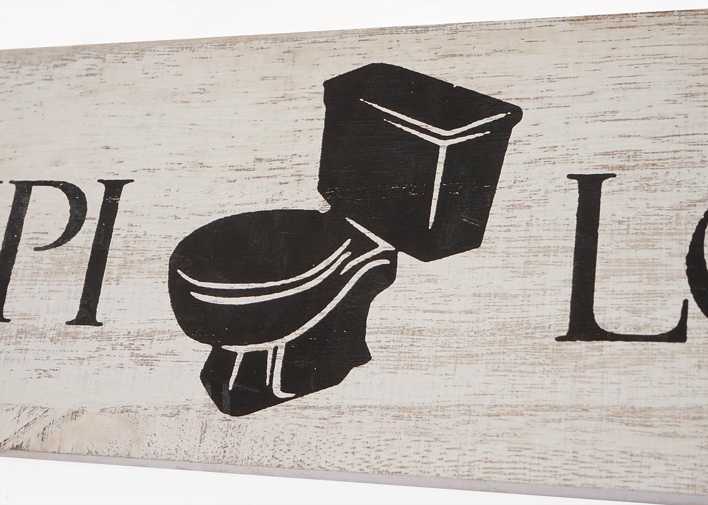 Wandschild Klo-Häusschen, Dekoschild Holzschild, Shabby-Look 11x43x1cm weiß