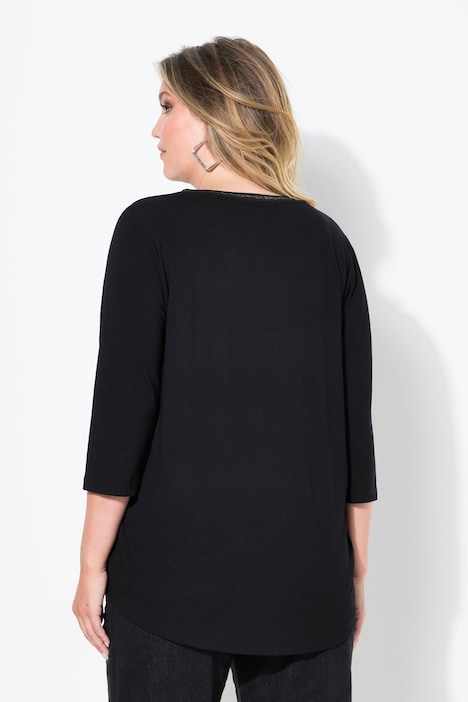 T-Shirt, A-Linie, silbernes Rosenmuster