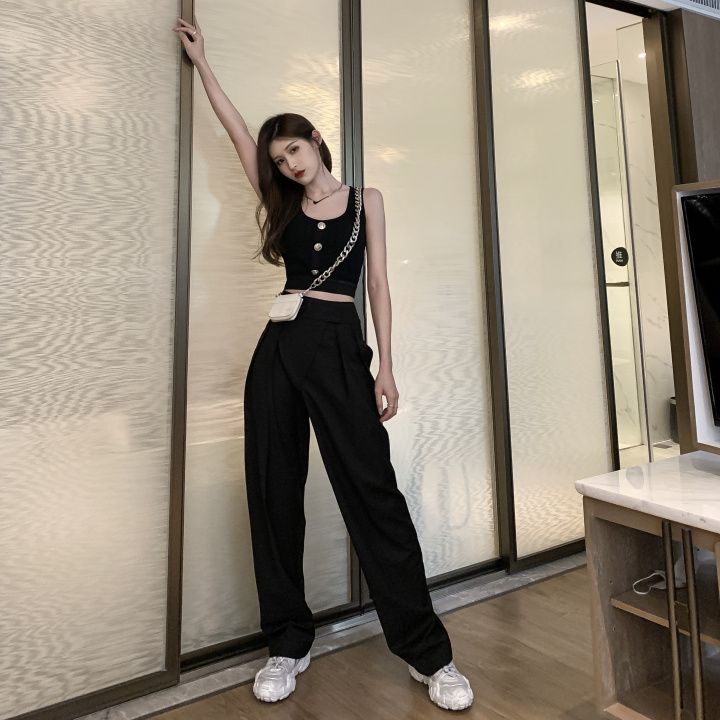 Okalpis - Wijde pantalon met hoge taille