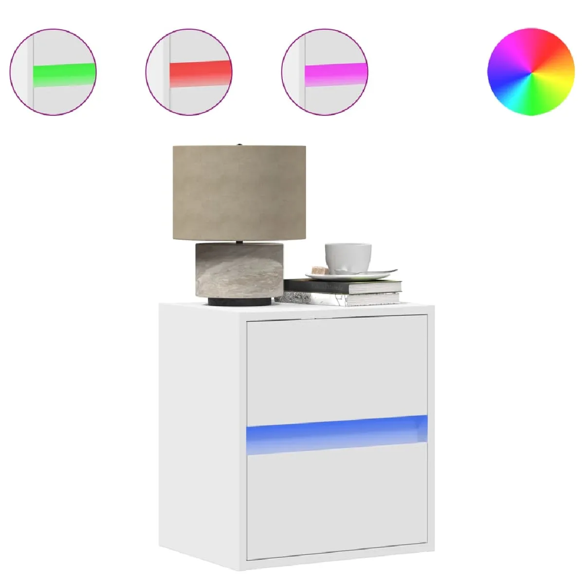 vidaXL Table de chevet murale LED