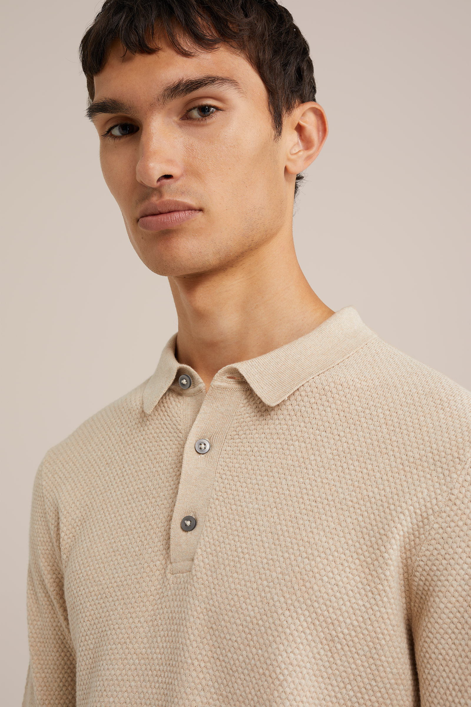 polo met structuur WE Fashion Beige