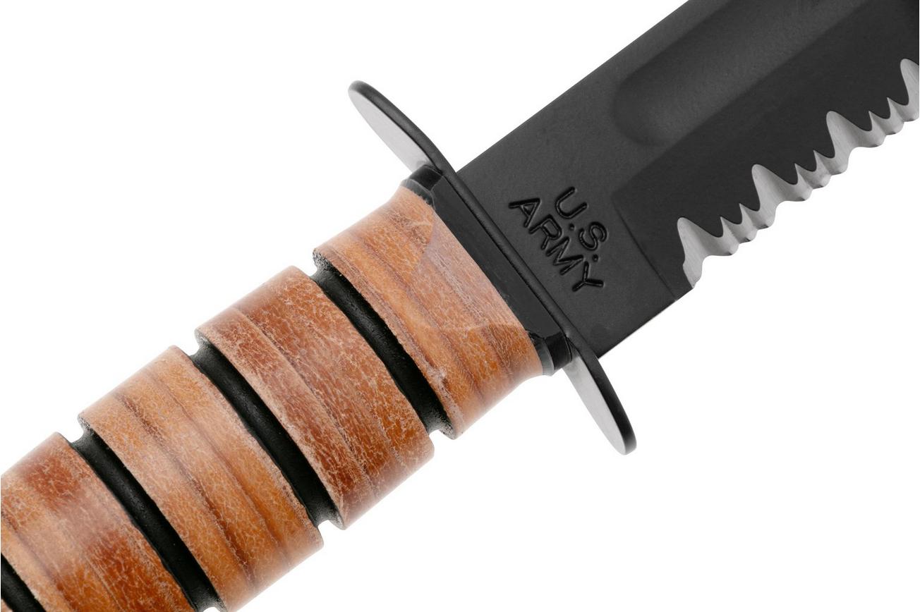 KA-BAR U.S. Army Knife 5019 deels gekarteld, FRN foedraal, survivalmes