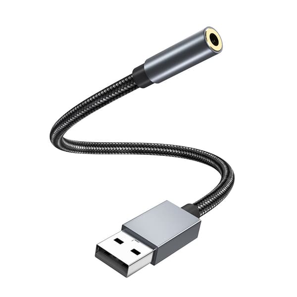 INF Overgangskabel for lyd, USB til 3,5 mm Grå