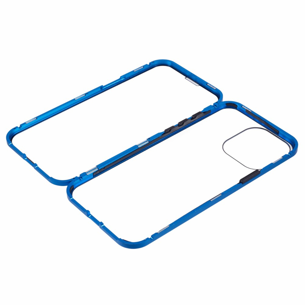 iPhone 16 Pro Max Magnetische Alu Schutzhülle mit Panzer Glas Backcover   Displayschutz (Magnet-Technologie) - Blau