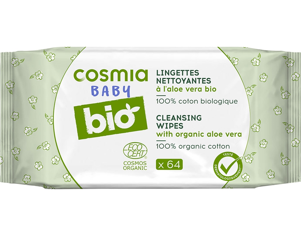 TOALHITAS COSMIA BABY BIO ALOÉ VERA 100% ALGODÃO 64UN