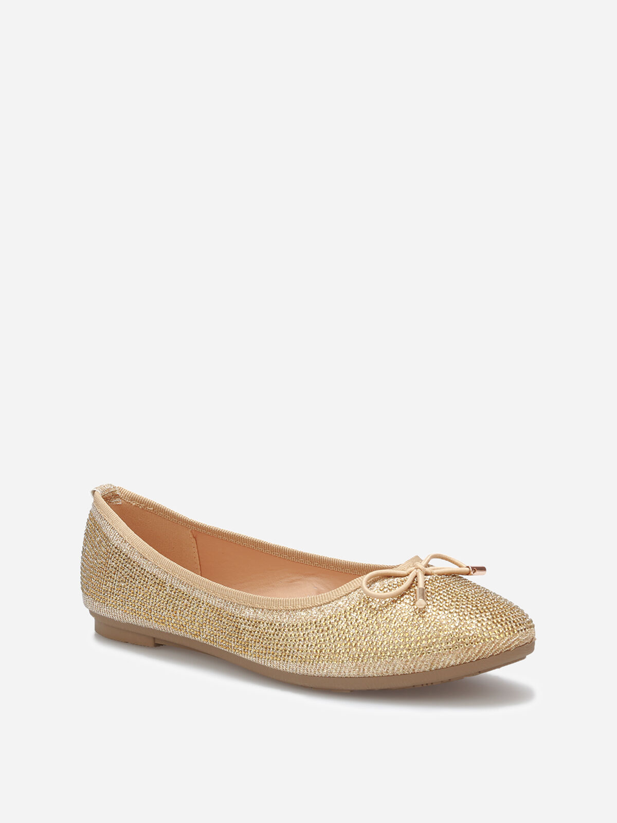 Ballerines à strass et nœud- Doré
