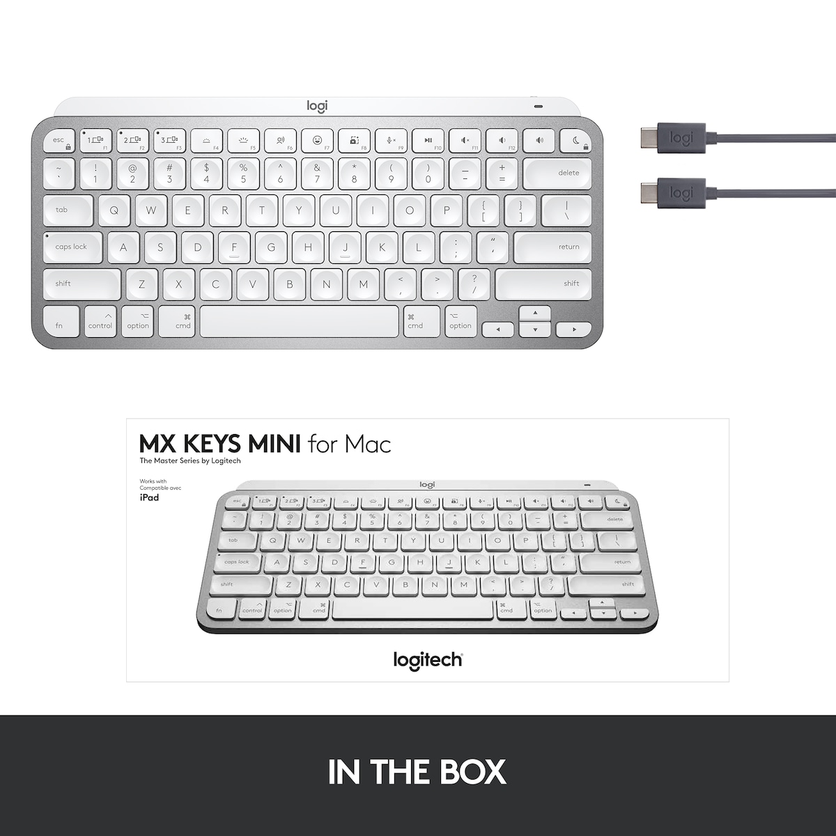 Logitech MX Keys Mini trådløst tastatur for Mac (pale gray)