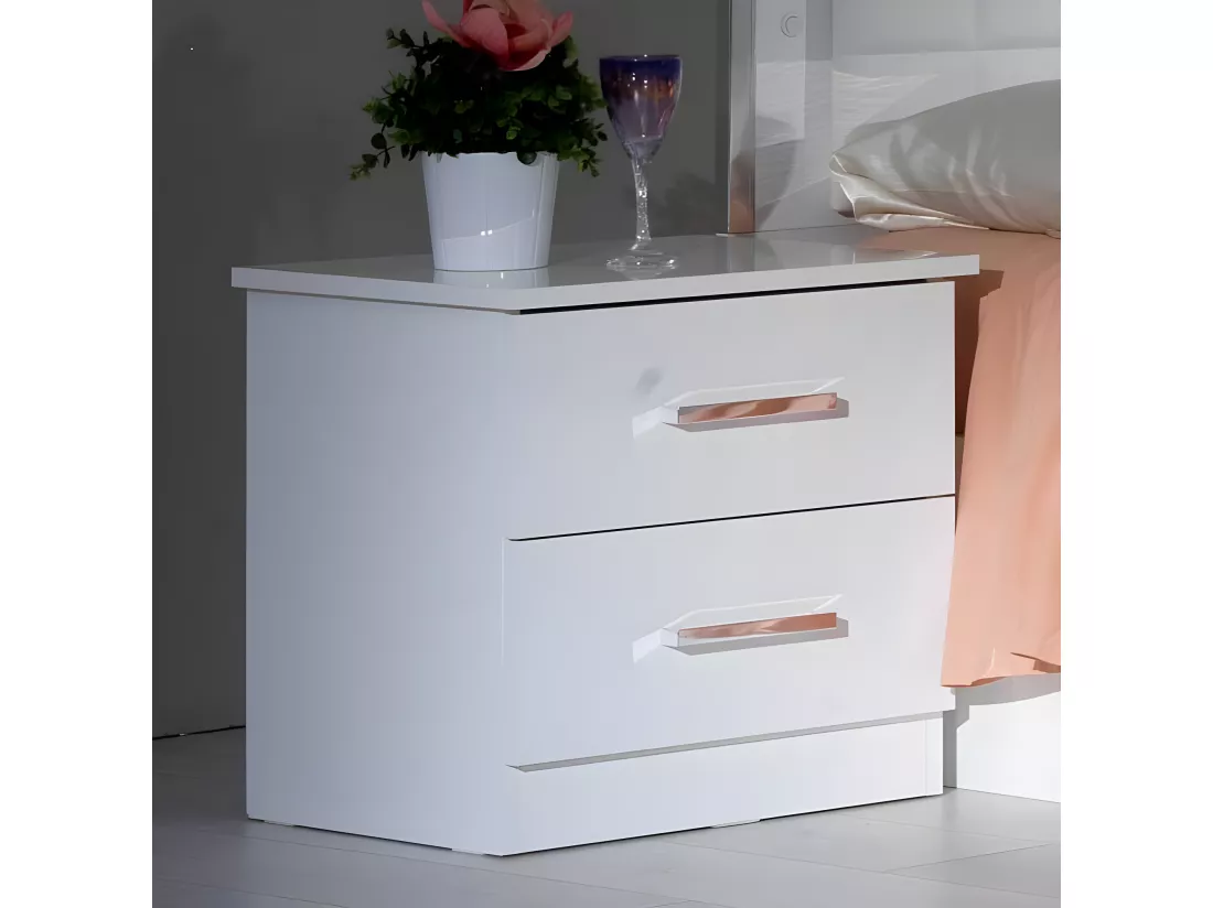 Chambre Complète 180x200 Laqué Blanc Brillant - AREZZO