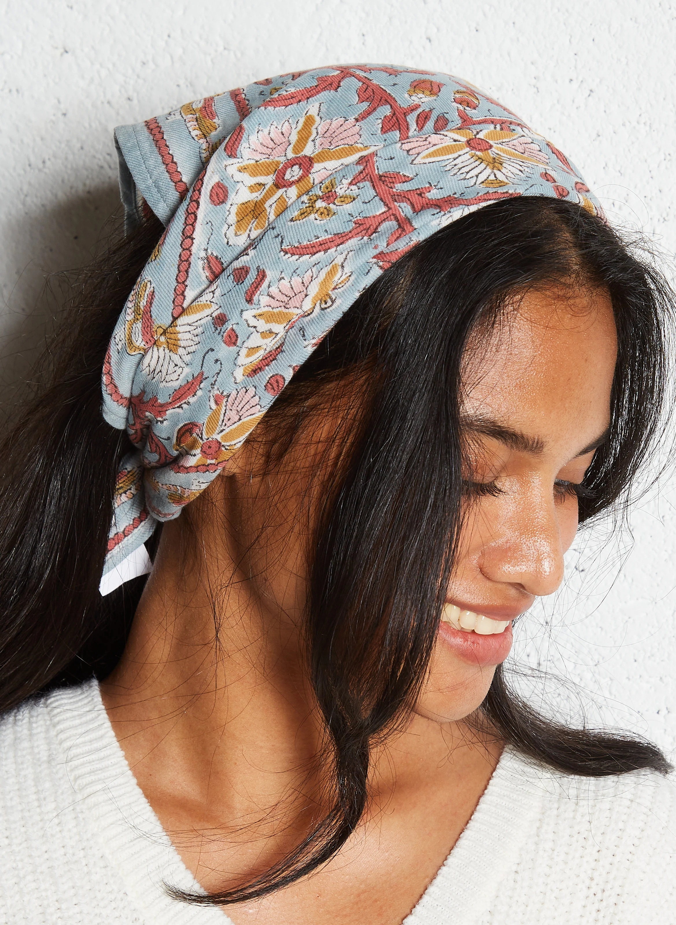 MANIKA - Foulard en coton imprimé | Bleu