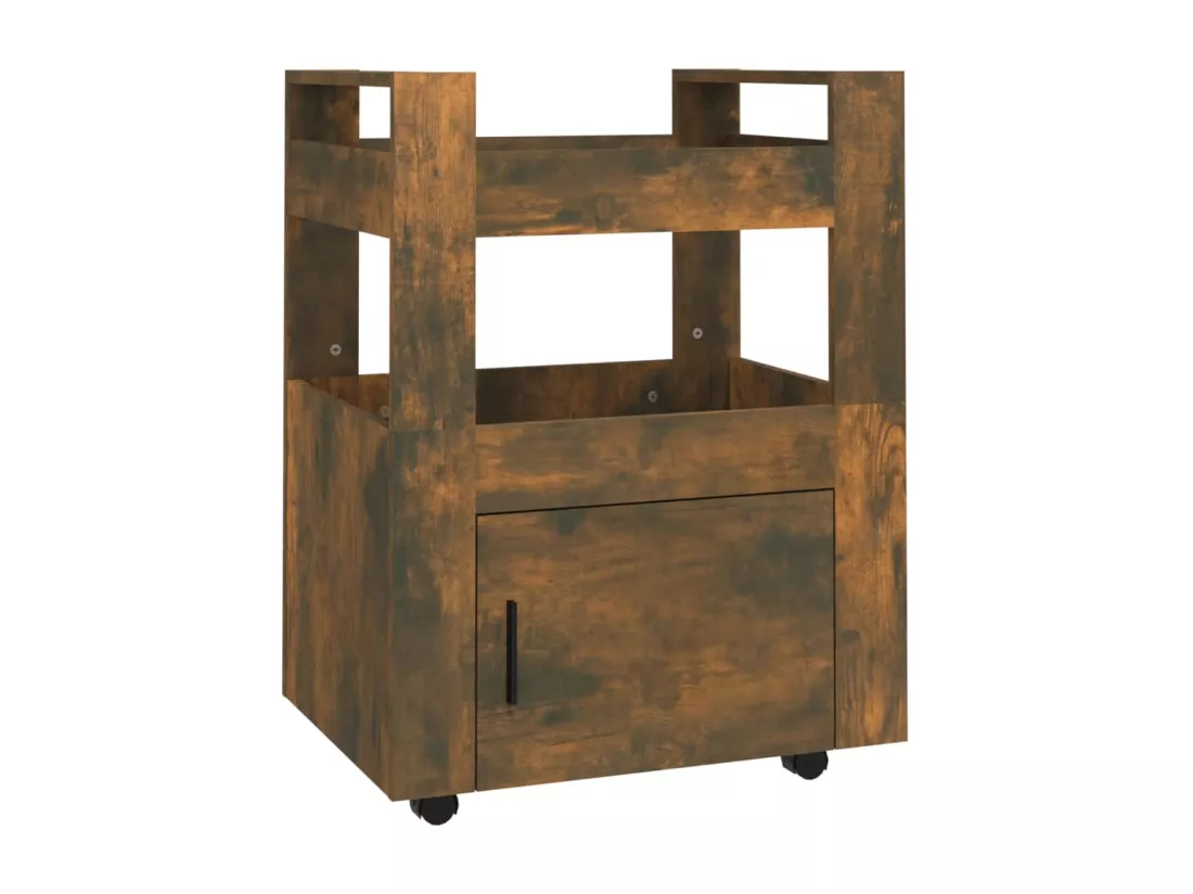 Chariot de cuisine Chêne fumé 60x45x80 cm Bois d'ingénierie