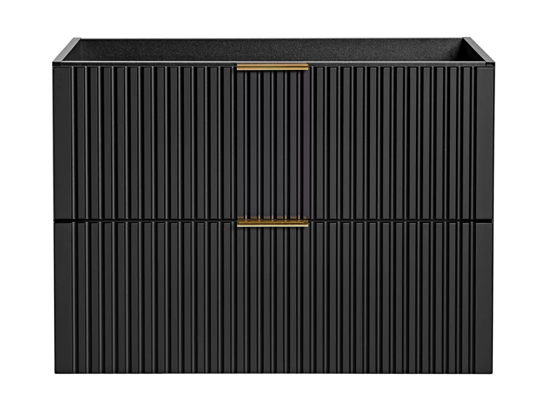 Meuble sous vasque suspendu strié - Noir - L80 cm - ZEVARA