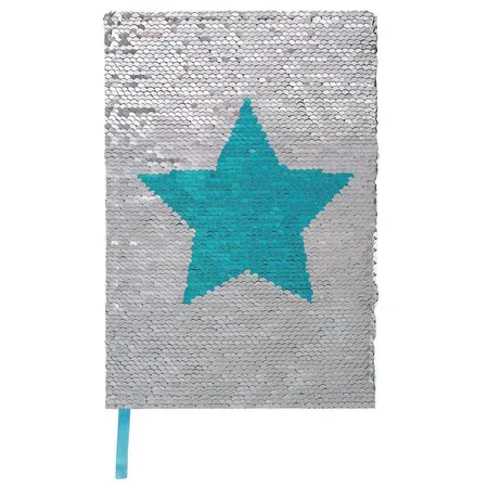 moses. Notizbuch mit glitzernden Wendepailletten, sortiert