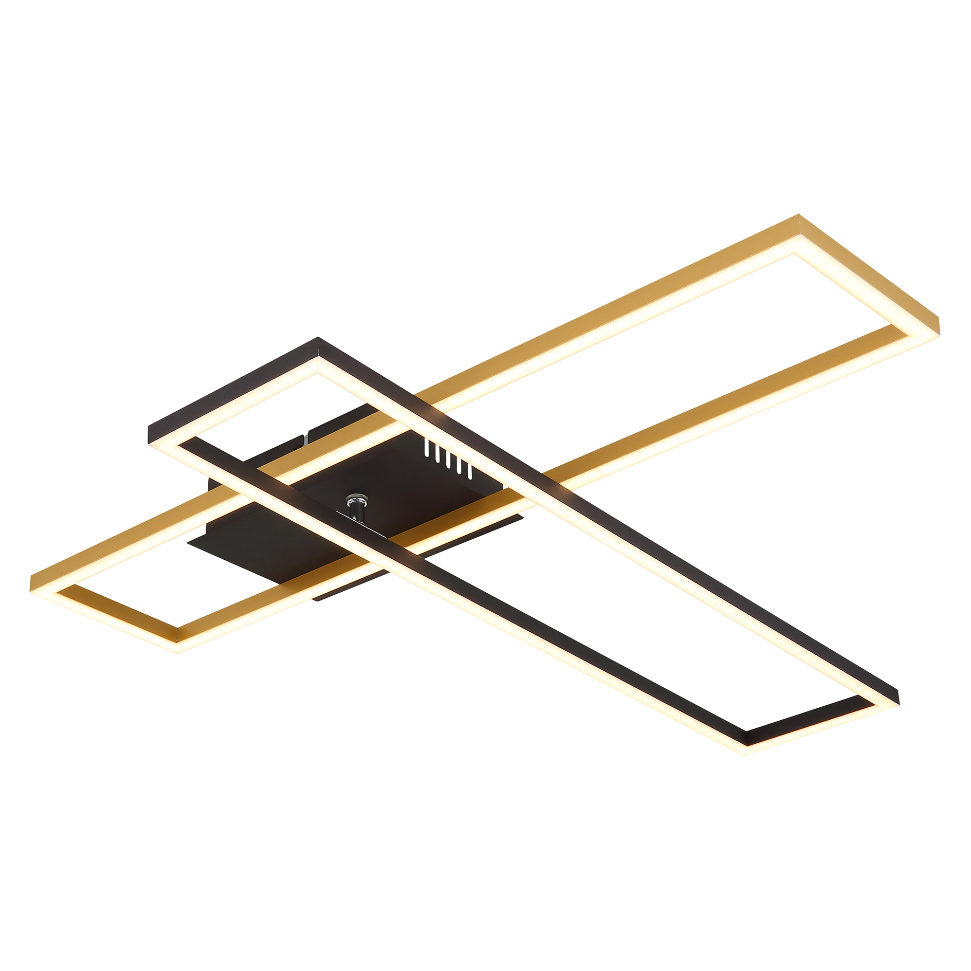 LED-Deckenleuchte - schwarz-Holzoptik-opal - 30 Watt