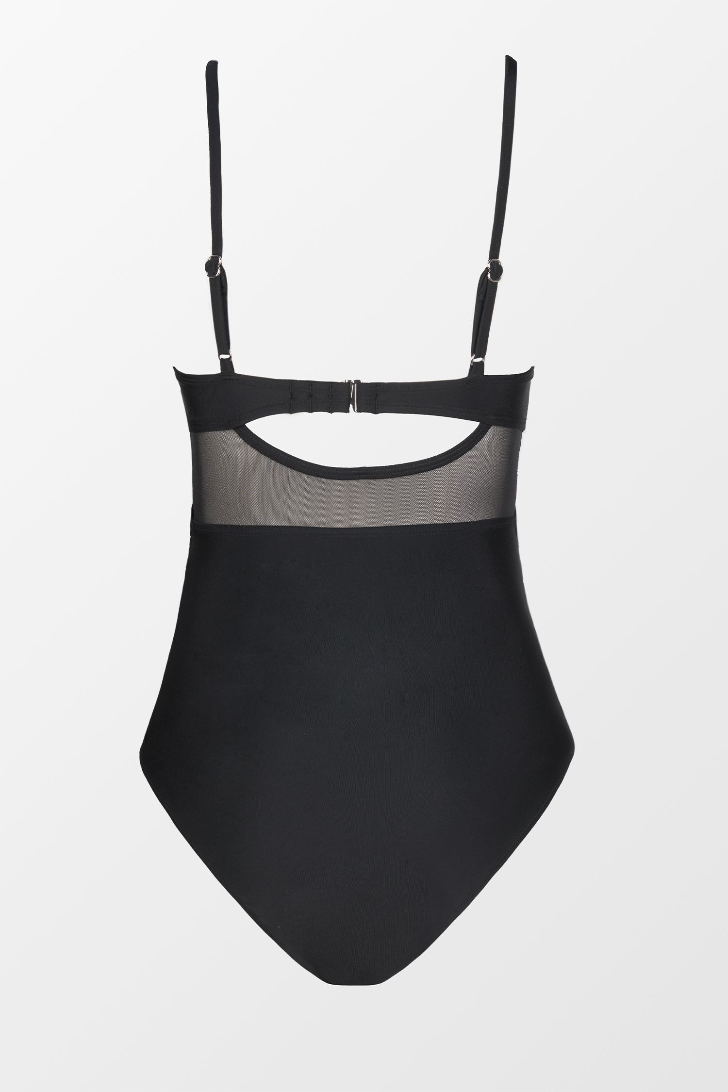 Maillot de bain une pièce découpé en mesh couleur unie