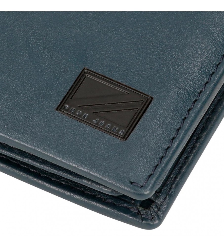 Carteira vertical Pepe Jeans Marshal em couro azul marinho