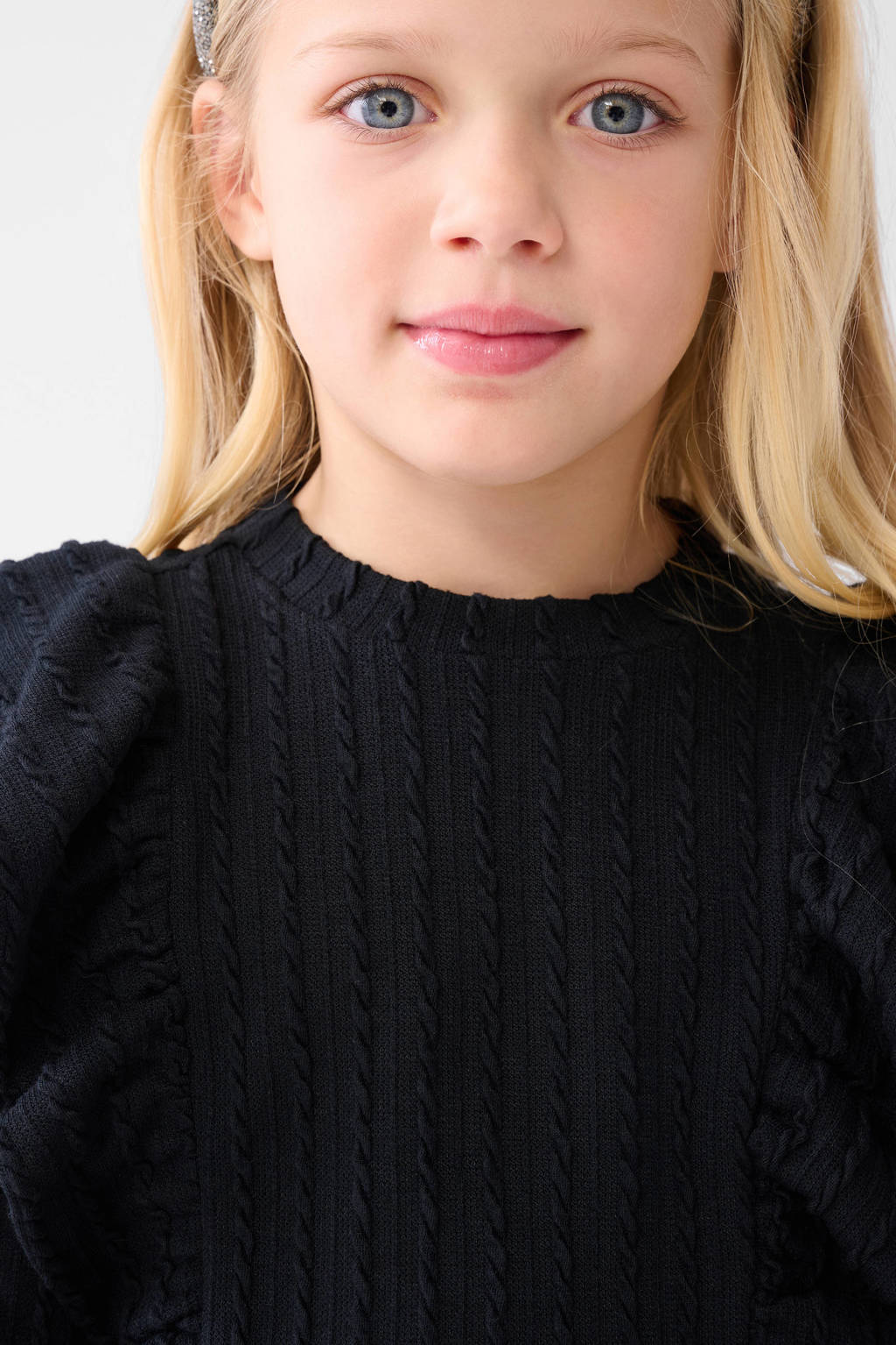 Shoeby gebreide longsleeve met ruches zwart