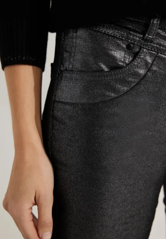 Casual Fit Hose mit Coating - silver metallic