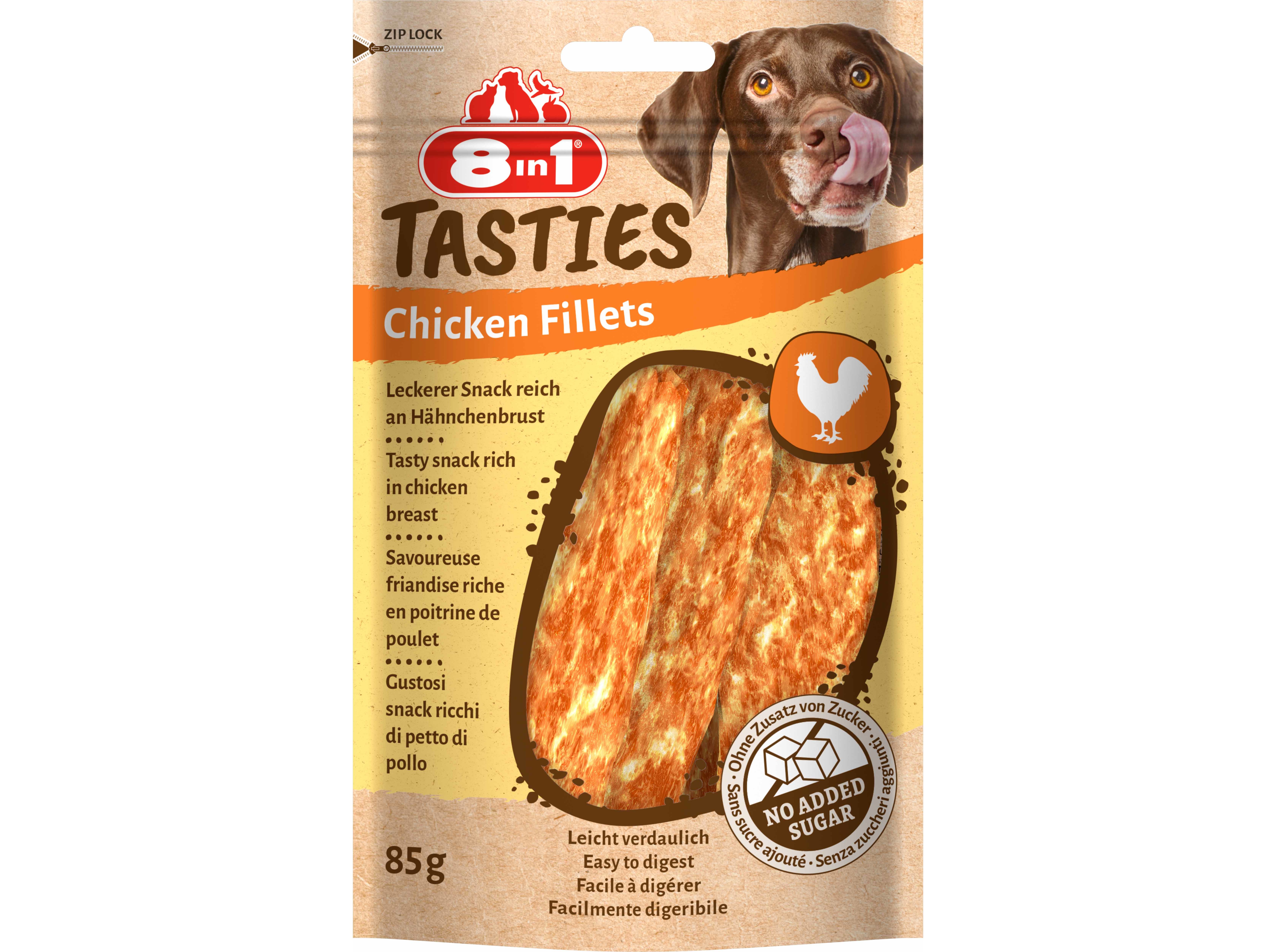 SNACKS CÃO 8IN1 CHICKEN FILLETS 85G