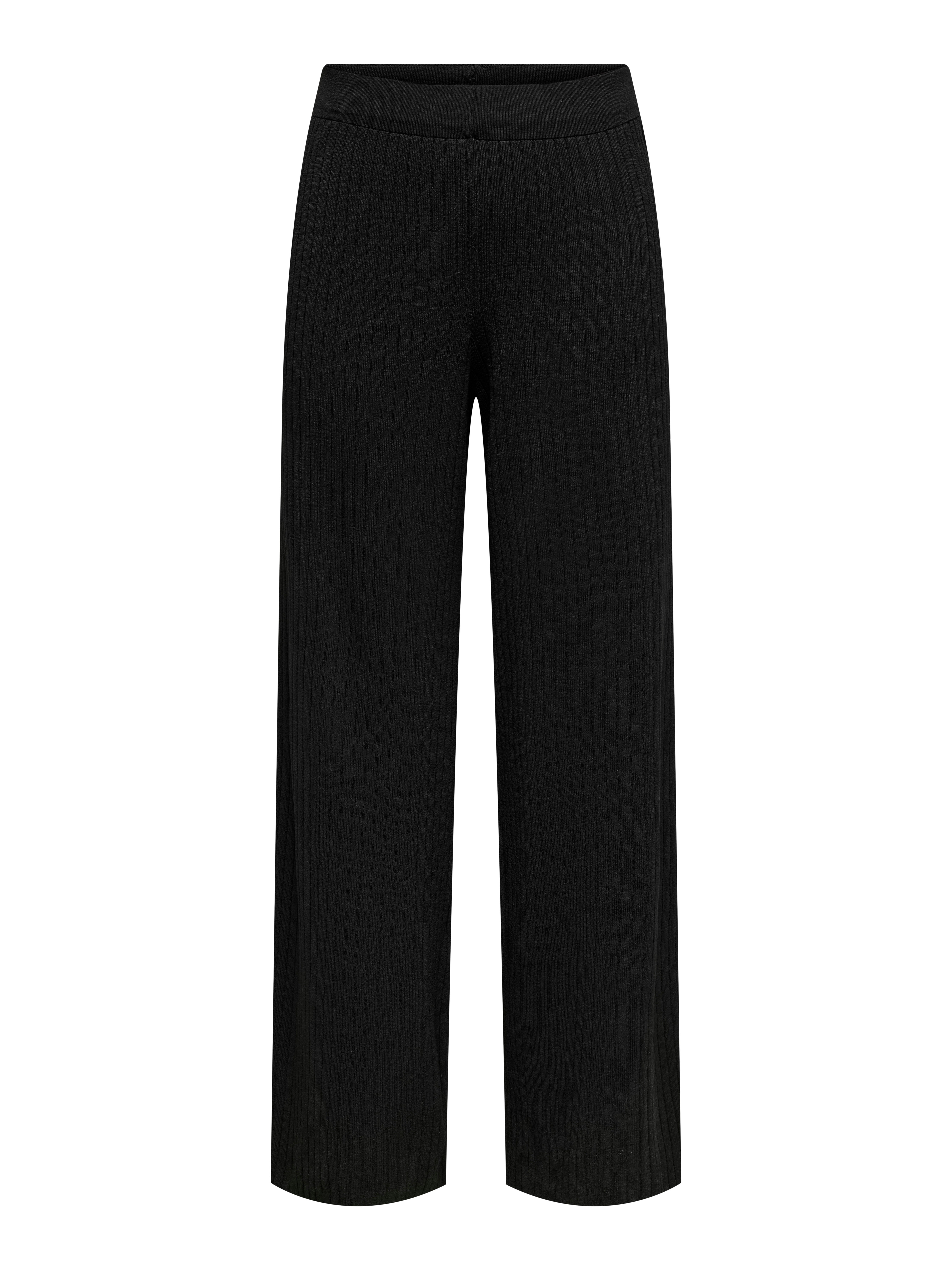 ONLTHELMA Mittlere Taille Weiter Beinschnitt Gestrickte Hose Black