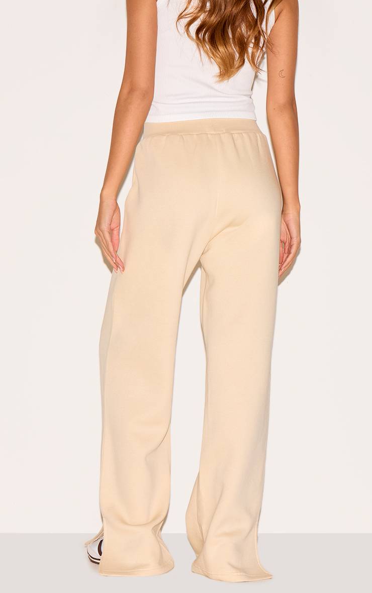 Crème Jogging Évasé À Ourlet Fendu Couleur Pierre