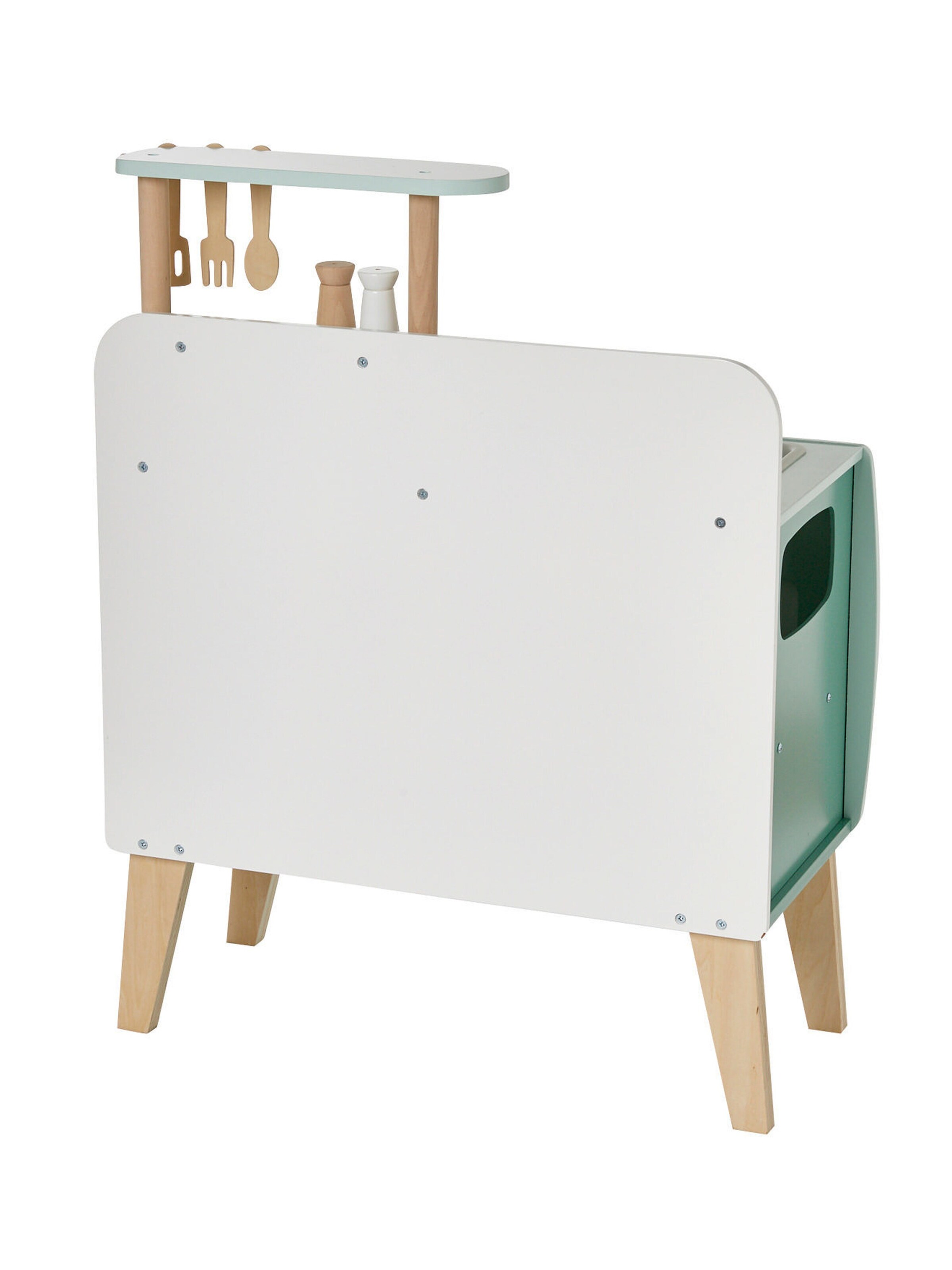 Vertbaudet Retro-Spielküche, Küche aus Holz FSC® grün/natur