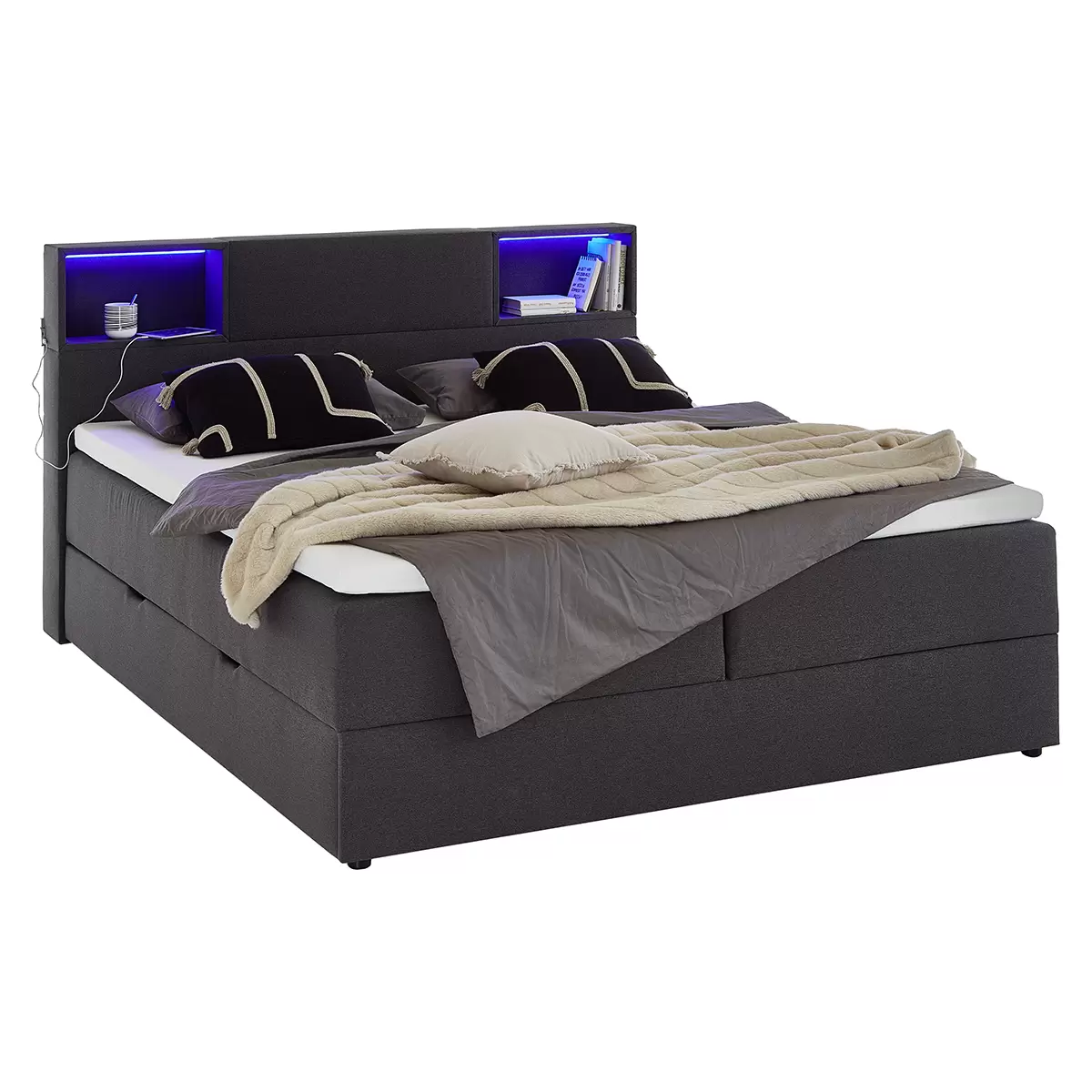 Boxspringbett Caja 180x200 Anthrazit