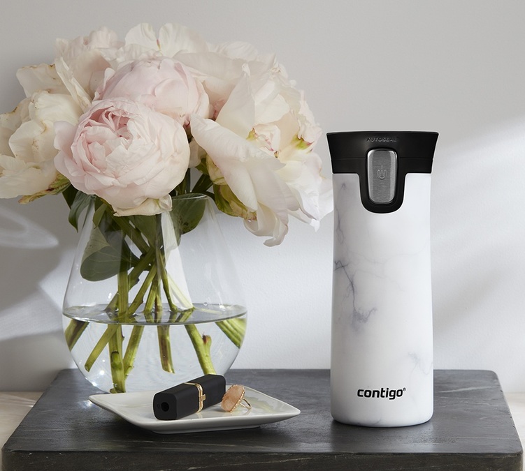 Travel Mug Couture Autoseal White Marble 42cl - CONTIGO