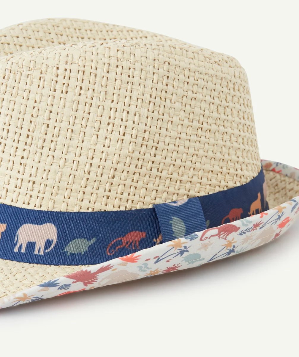 CHAPEAU DE PAILLE BÉBÉ GARÇON AVEC IMPRIMÉ ANIMALIER