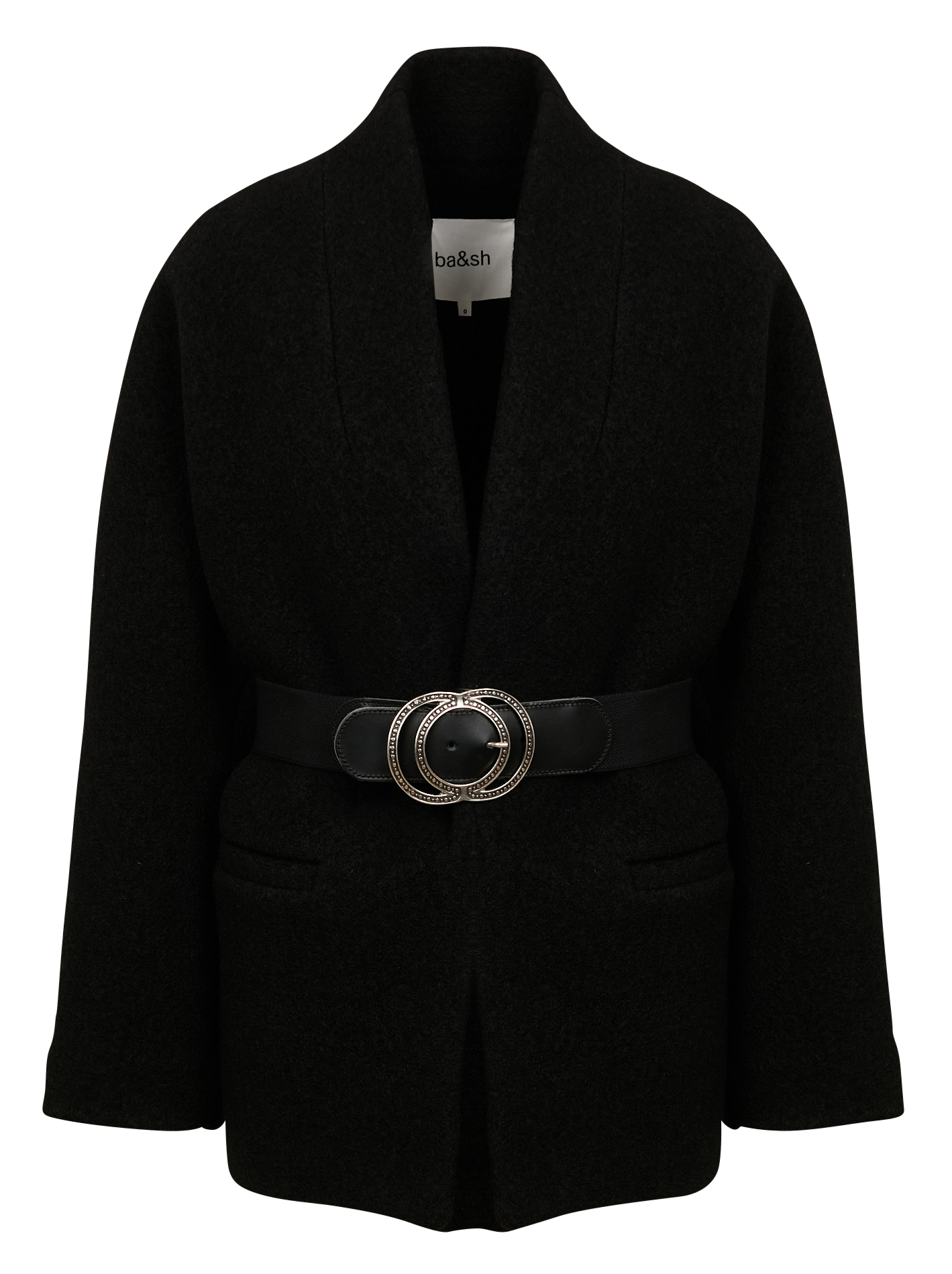 CAROLE - Veste droite en laine | Noir