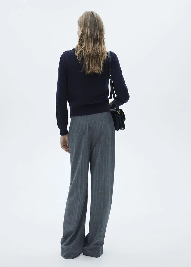 MANGO Straight round-neck sweater Navy