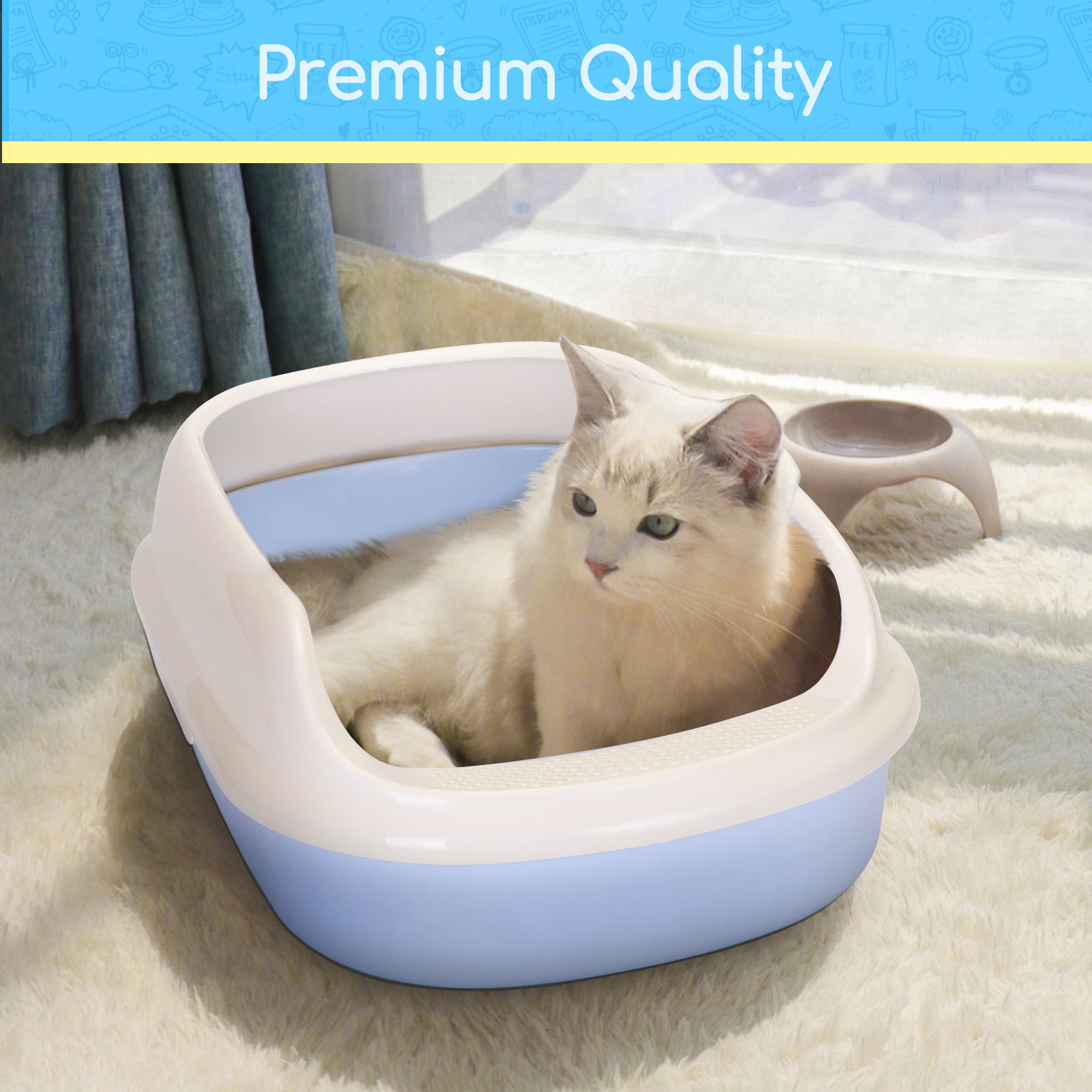 Nobleza - Caixas de Areia para Gatos, Caixa de Areia Aberta com Pá para Animais de Estimação, Bandeja Higiênica de Plástico para Gatos