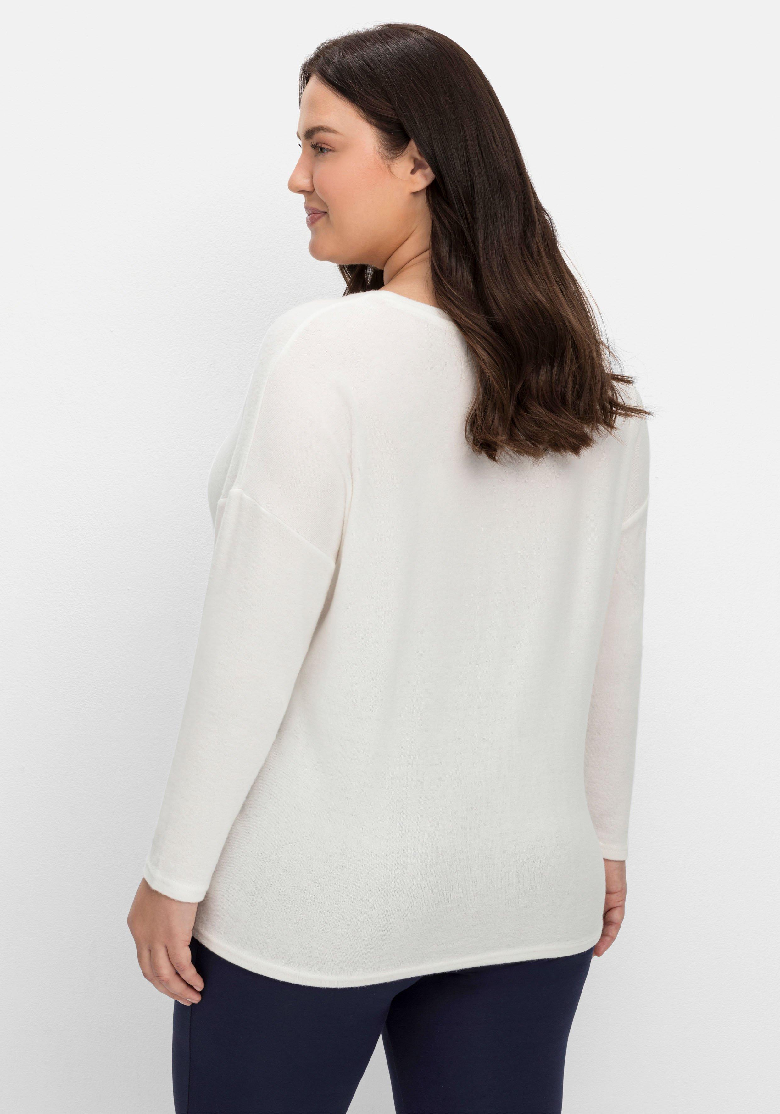 Oversized-Shirt aus softem Feinstrick, mit Wordingprint