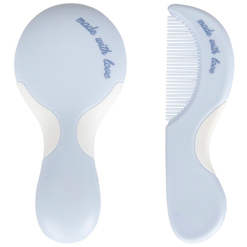 Set brosse et peigne Aloha - Bleu - Ecru