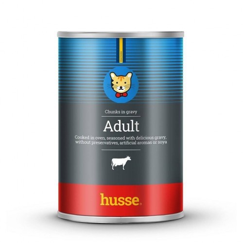 Almôndegas de carne bovina para gatos adultos Husse, sabor carne bovina.